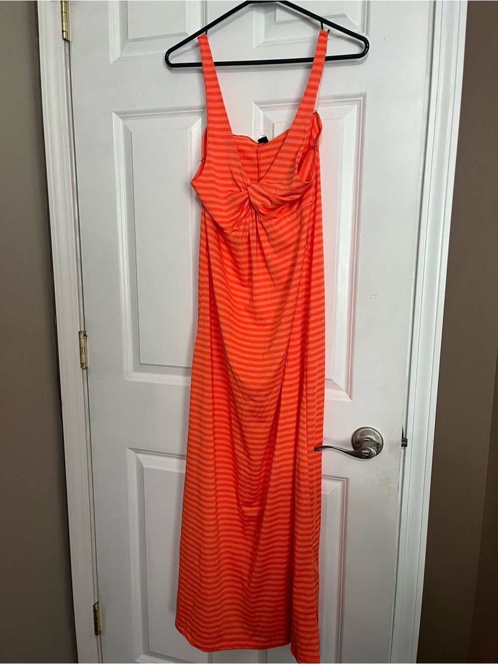 Orange Striped Sleeveless Maxi Dress